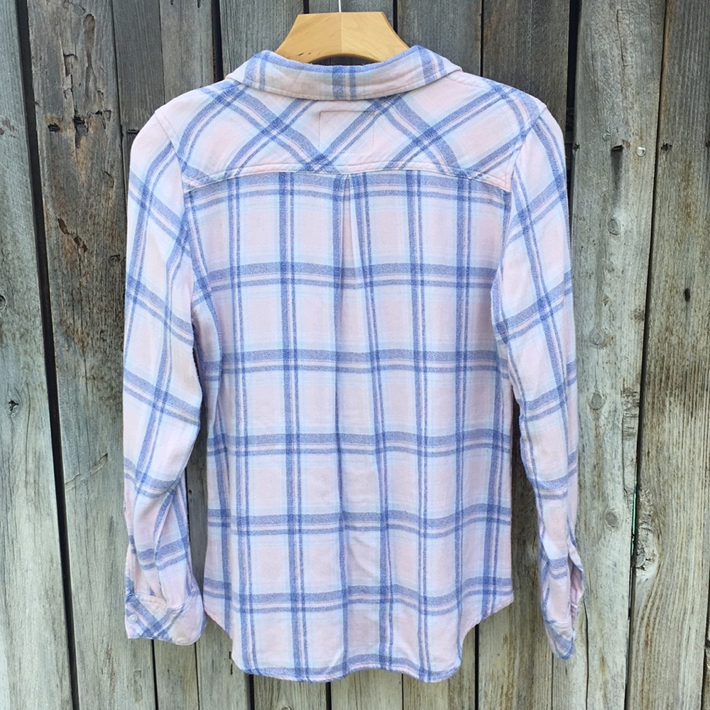 Rails Hunter Plaid Flannel Shirt Rayon Pink Blue S - Picture 9 of 16